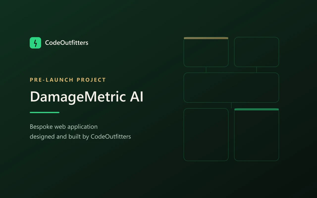 CodeOutfitters presentation graphic for DamageMetric AI